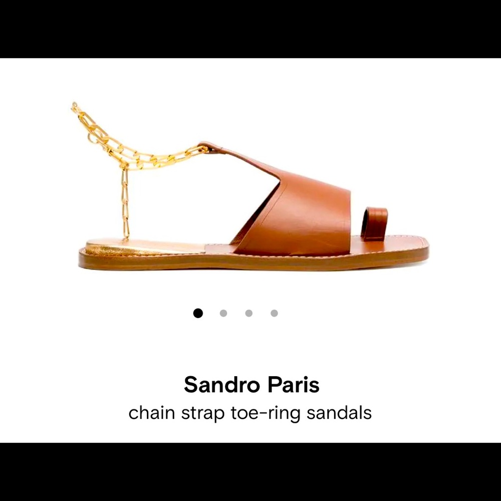 Sandro Paris brown leather chain strap sandals